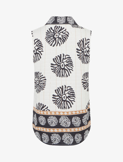 Chemise sans manches imprimé anémones - Noir - 2