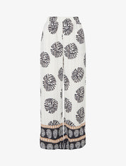 Pantalon droite imprimé anémones - Écru - 1