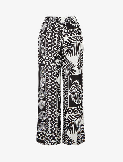 Pantalon ample imprimé feuille de palmier - Noir - 2