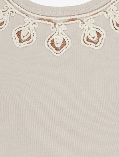 T-shirt uni sans manches à col stylisé - Beige - 3
