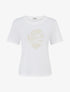 T-shirt uni à broderie feuille - Blanc - 1