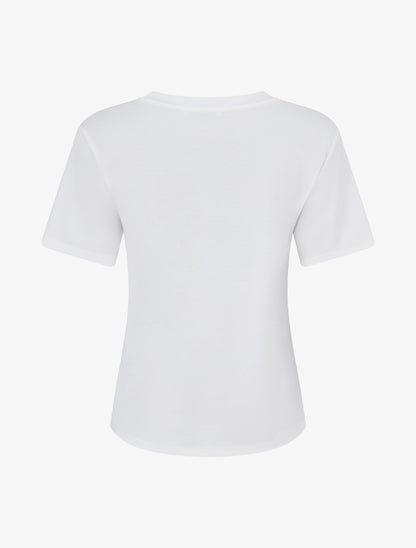 T-shirt uni à broderie feuille - Blanc - 2