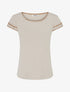 T-shirt uni à manches courtes stylisées - Beige - 1