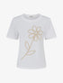 T-shirt uni à broderie fleur - Blanc - 1