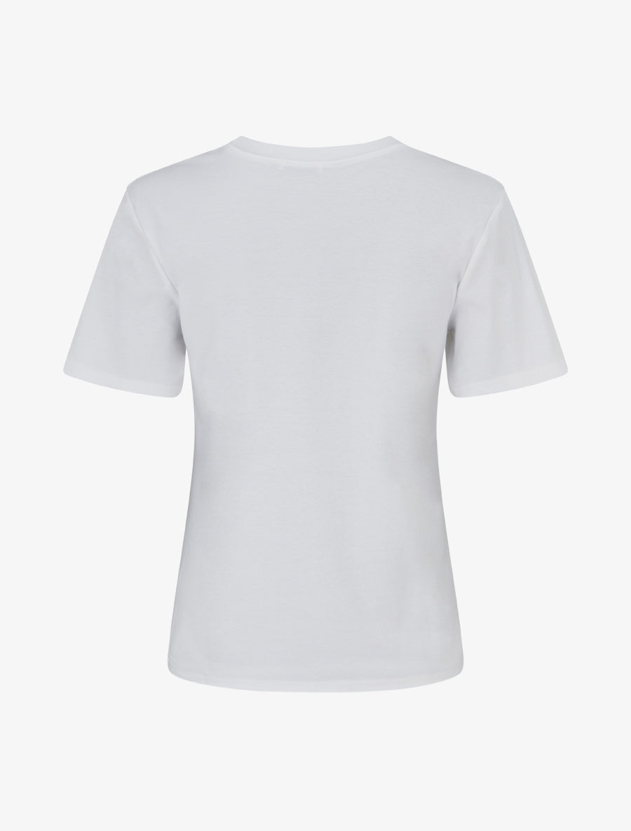 T-shirt uni à broderie fleur - Blanc - 2