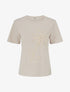 T-shirt uni à broderie fleur - Beige - 1