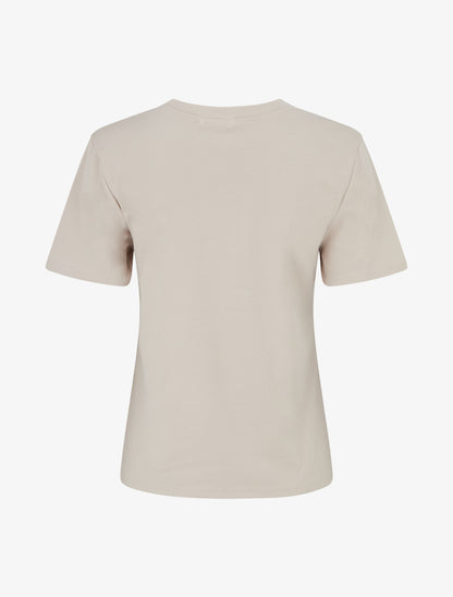T-shirt uni à broderie fleur - Beige - 2