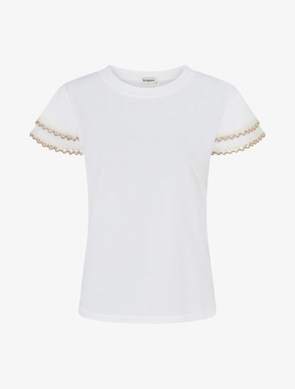 T-shirt manches courtes à détail broderies - Blanc - 1