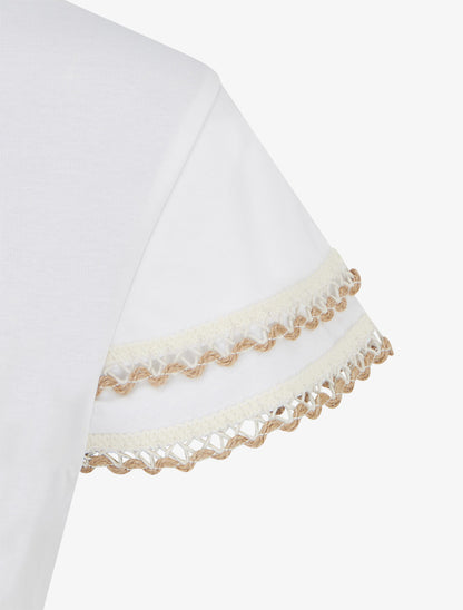 T-shirt manches courtes à détail broderies - Blanc - 3