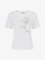 T-shirt manches courtes à motif floral - Blanc - 1