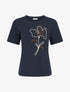 T-shirt manches courtes à motif floral - Marine - 1