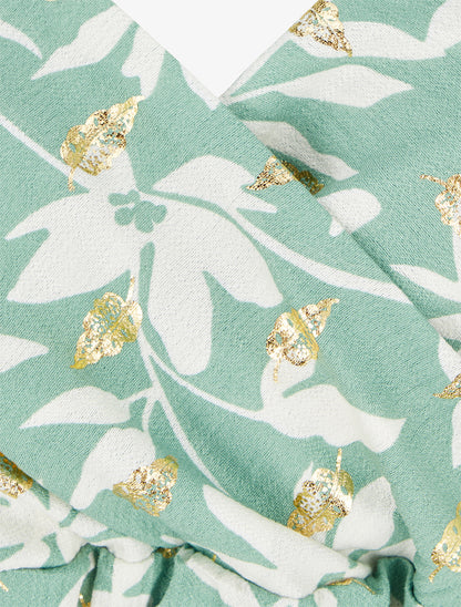Robe imprimé feuillage à détail irisé - Vert d&