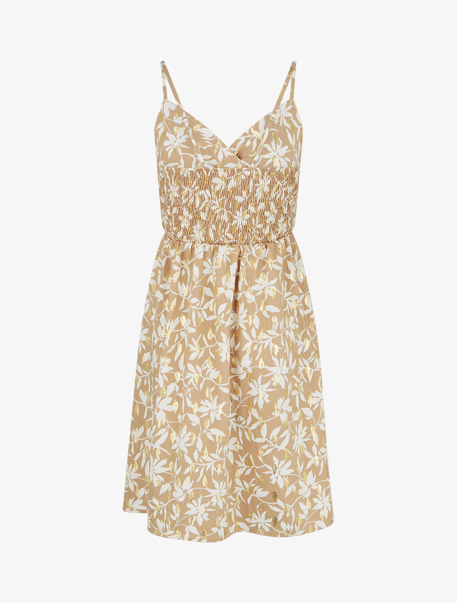 Robe imprimé feuillage à détail irisé - Taupe - 2