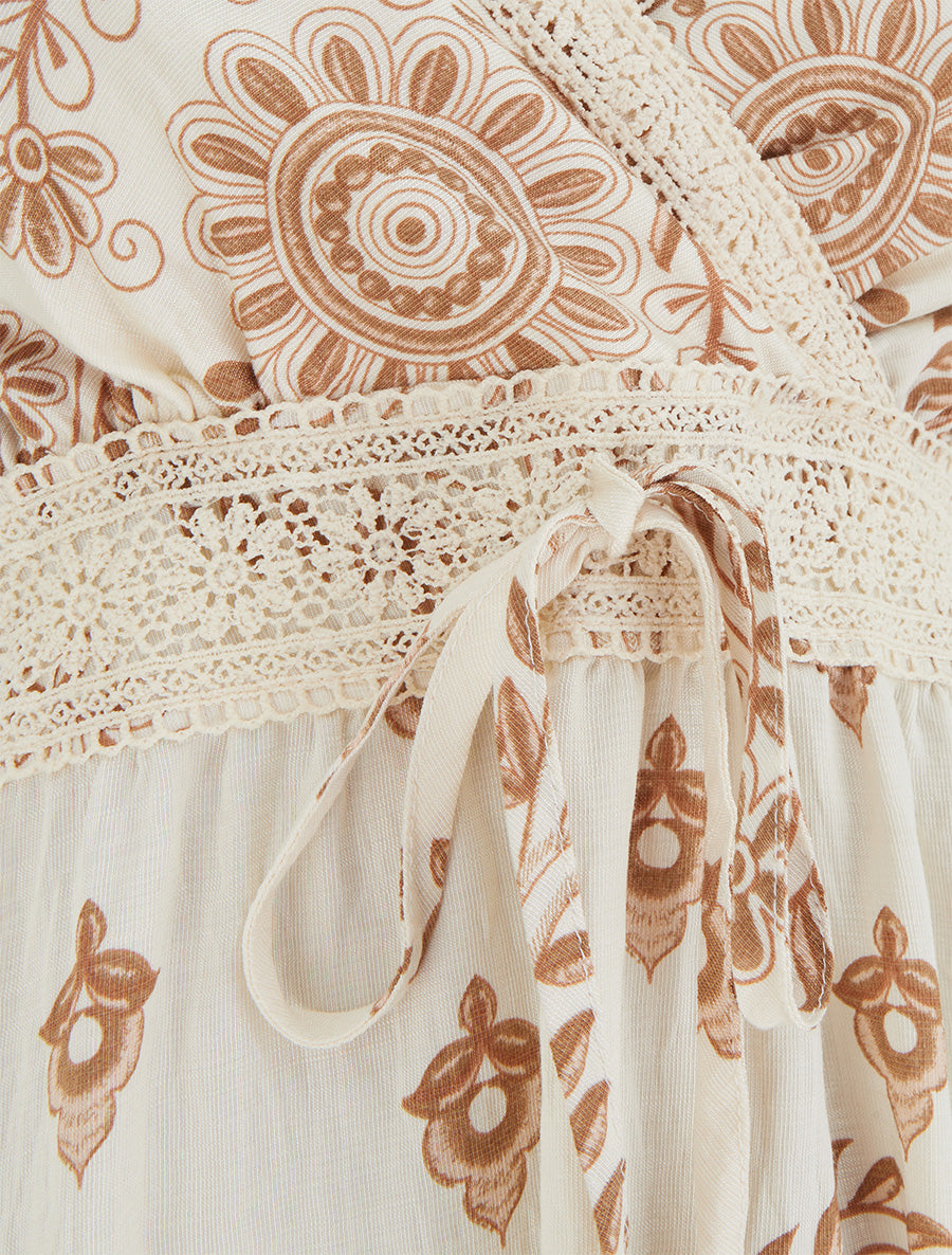 Robe imprimé foulard et fines bretelles - Camel - 3