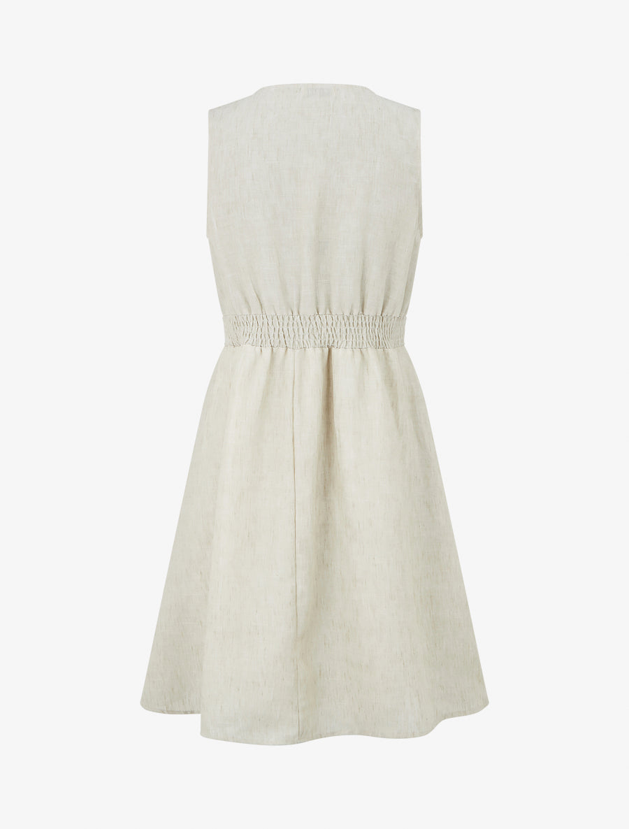 Robe mi-longue à bande brodée - Vert pâle - 2