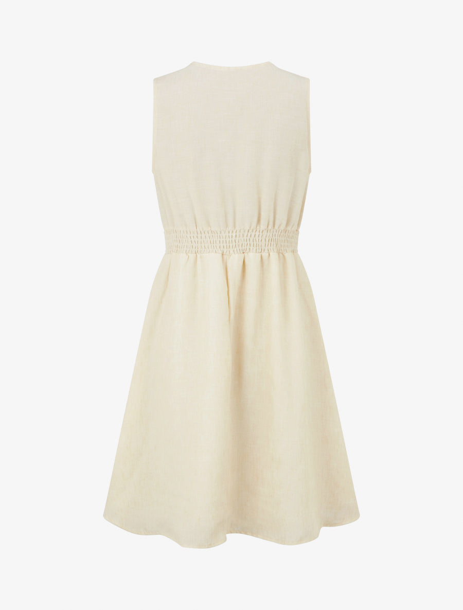 Robe mi-longue à bande brodée - Beige - 2