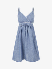 Robe mi-longue à col cache-coeur - Bleu - 1