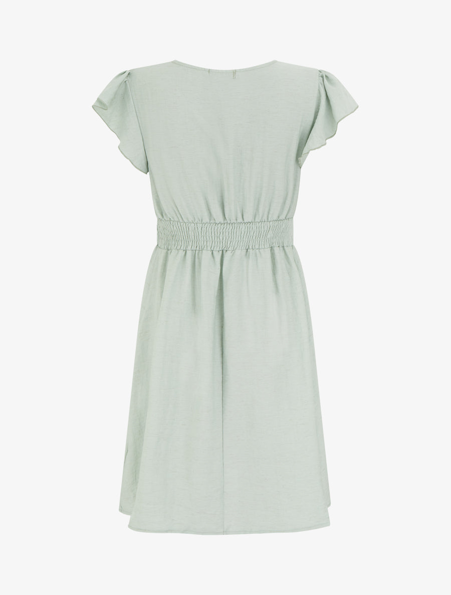 Robe mi-longue élastiquée à buste brodé - Vert d&