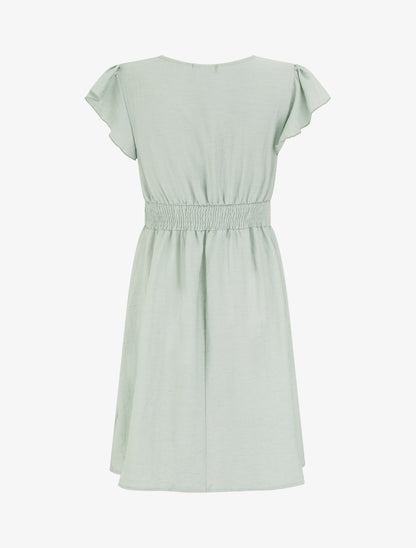 Robe mi-longue élastiquée à buste brodé - Vert d&