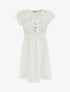 Robe mi-longue élastiquée à buste brodé - Blanc - 1