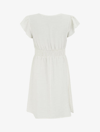 Robe mi-longue élastiquée à buste brodé - Blanc - 2