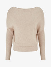 Pull droit manches chauve-souris et col bateau - Taupe - 1