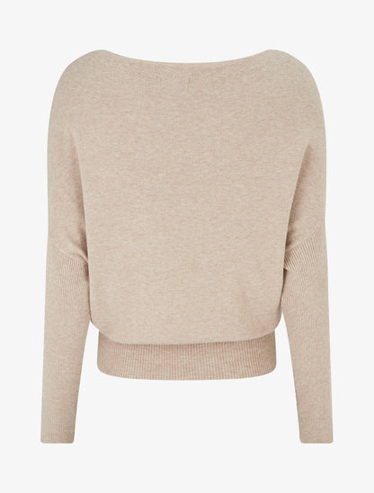 Pull droit manches chauve-souris et col bateau - Taupe - 2