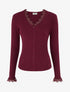 Pull ajusté à col V dentelle et boutons - Violine - 1