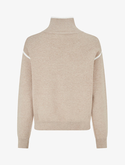 Pull droit à col montant zippé - Taupe - 2