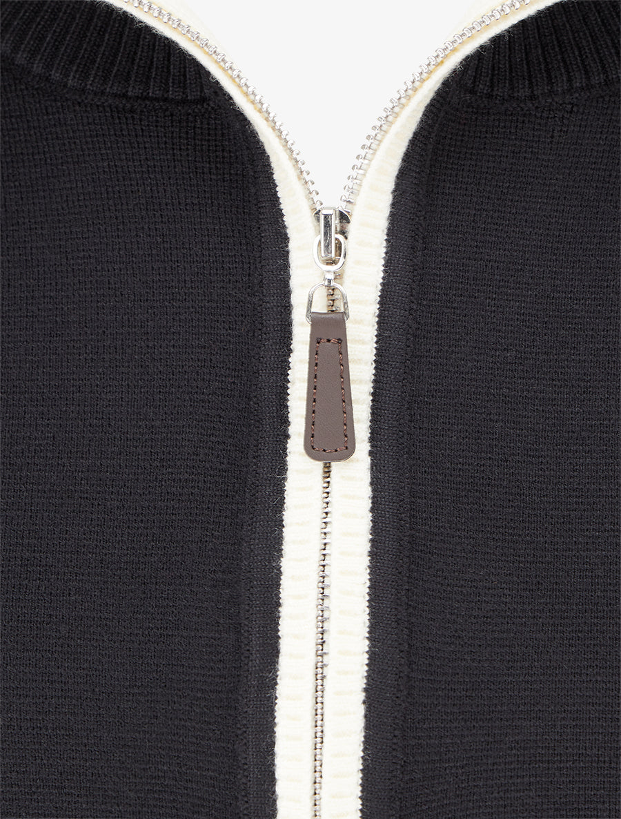 Pull droit à col montant zippé - Noir - 3