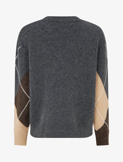 Pull en maille à imprimé color block - Gris - 2