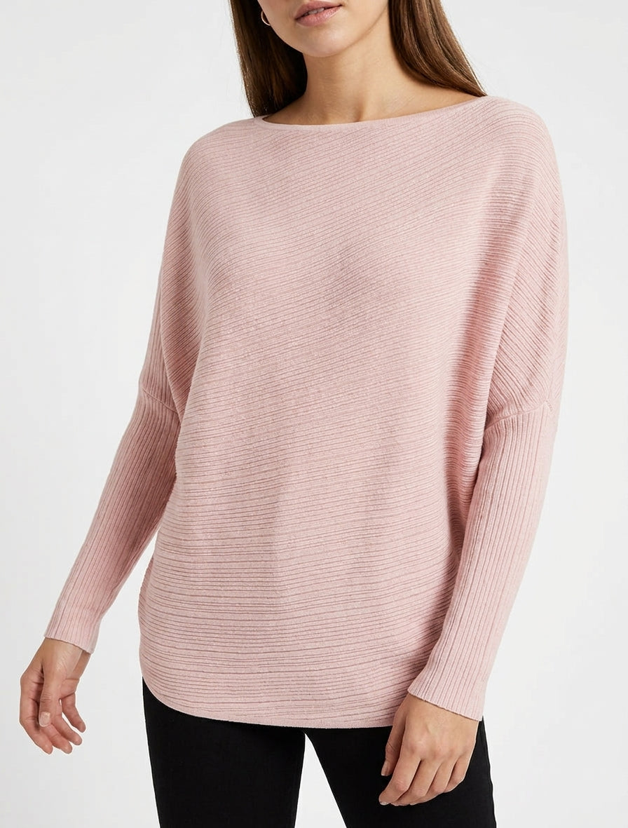 Pull ample à manches longues chauves-souris - Rose