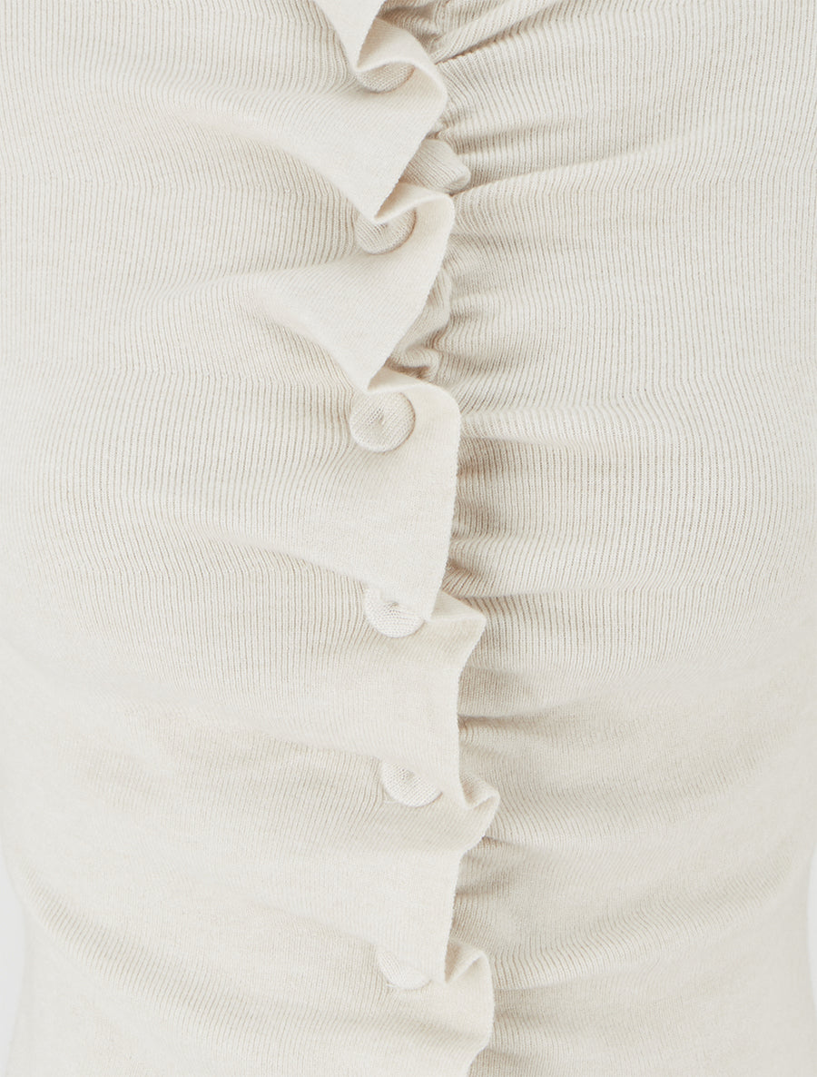 Gilet en maille effet ruché - Beige - 3