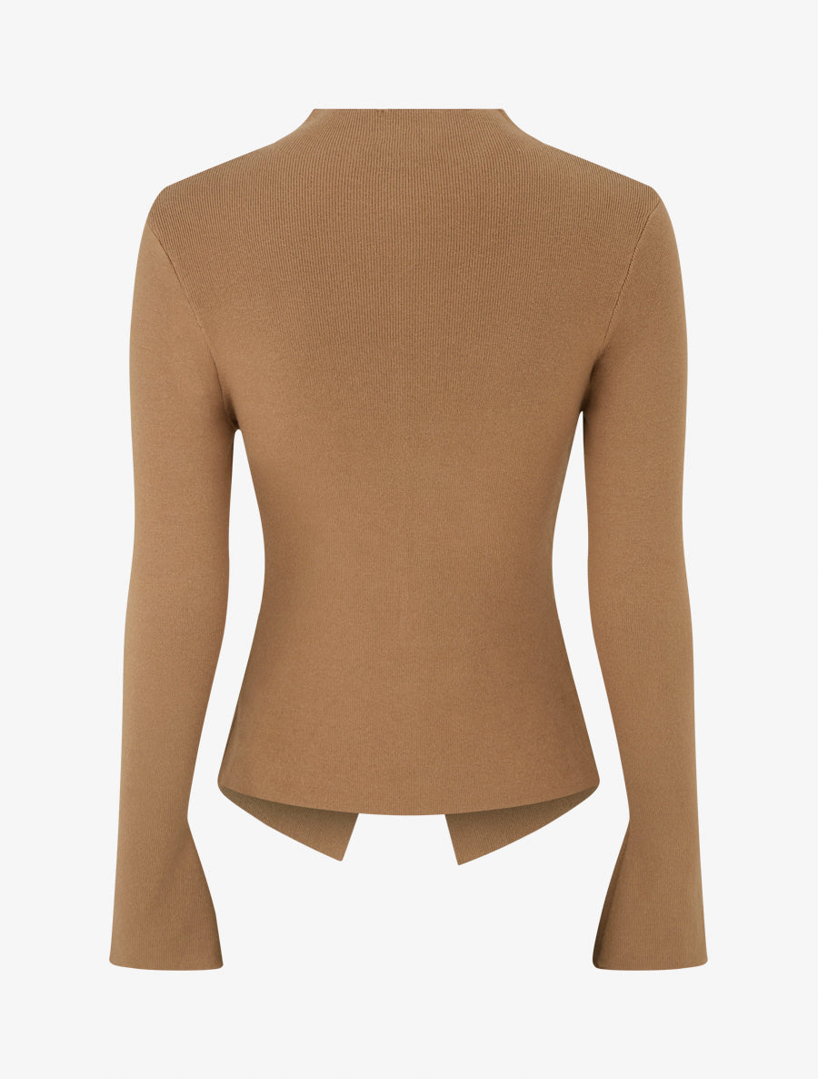 Gilet en maille effet ruché - Camel - 2