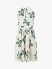 Robe mi-longue dos nu imprimé grandes fleurs - Vert - 1