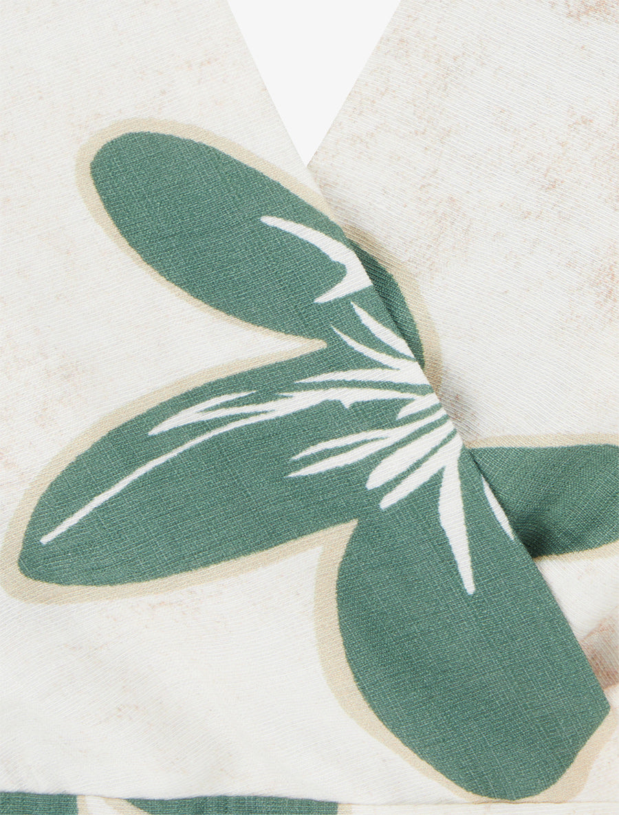 Robe mi-longue dos nu imprimé grandes fleurs - Vert - 3