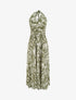 Robe longue dos nu imprimé feuillage - Kaki - 1