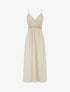 Robe longue uni à buste brodé - Beige - 1