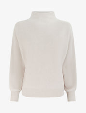 Pull droit à col montant et manches chauve-souris - Beige - 1