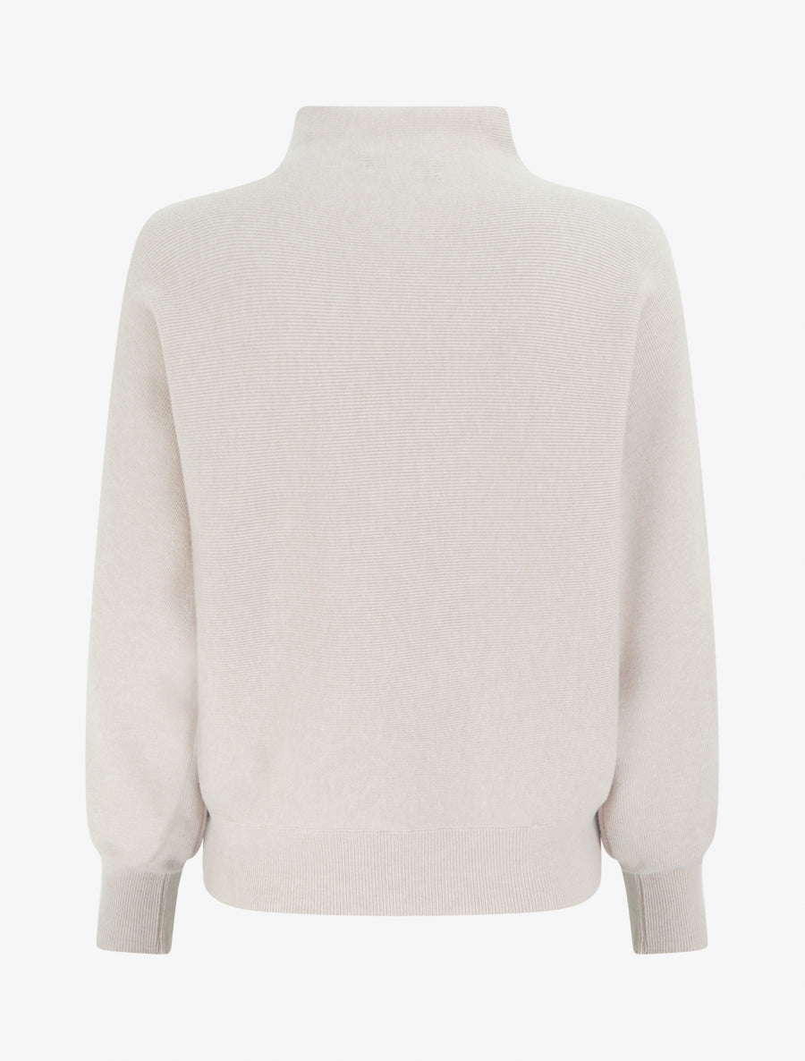 Pull droit à col montant et manches chauve-souris - Beige - 2