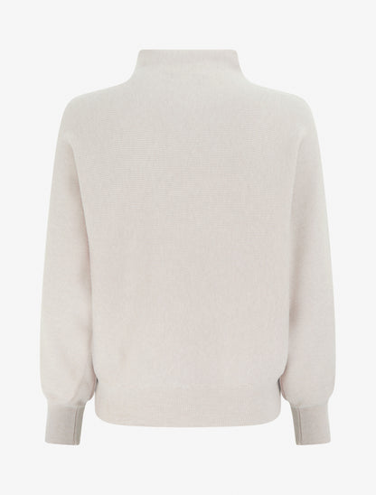 Pull droit à col montant et manches chauve-souris - Beige - 2