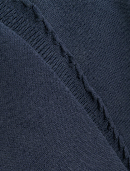 Pull ample à col montant et couture fantaisie - Marine - 3