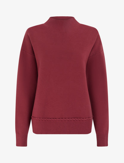 Pull ample à col montant et couture fantaisie - Bordeaux - 1