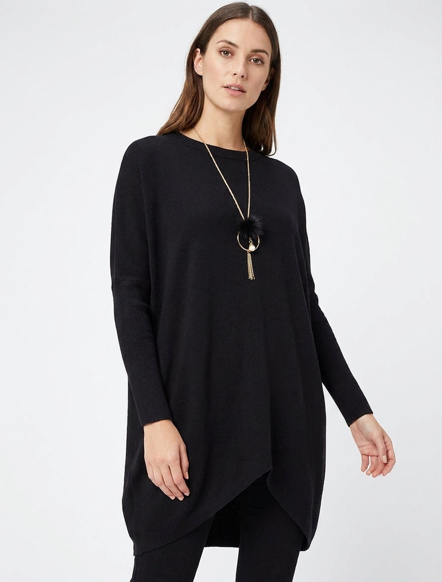 Pull long uni asymétrique - Noir