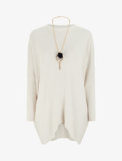 Pull long uni asymétrique - Écru - 1