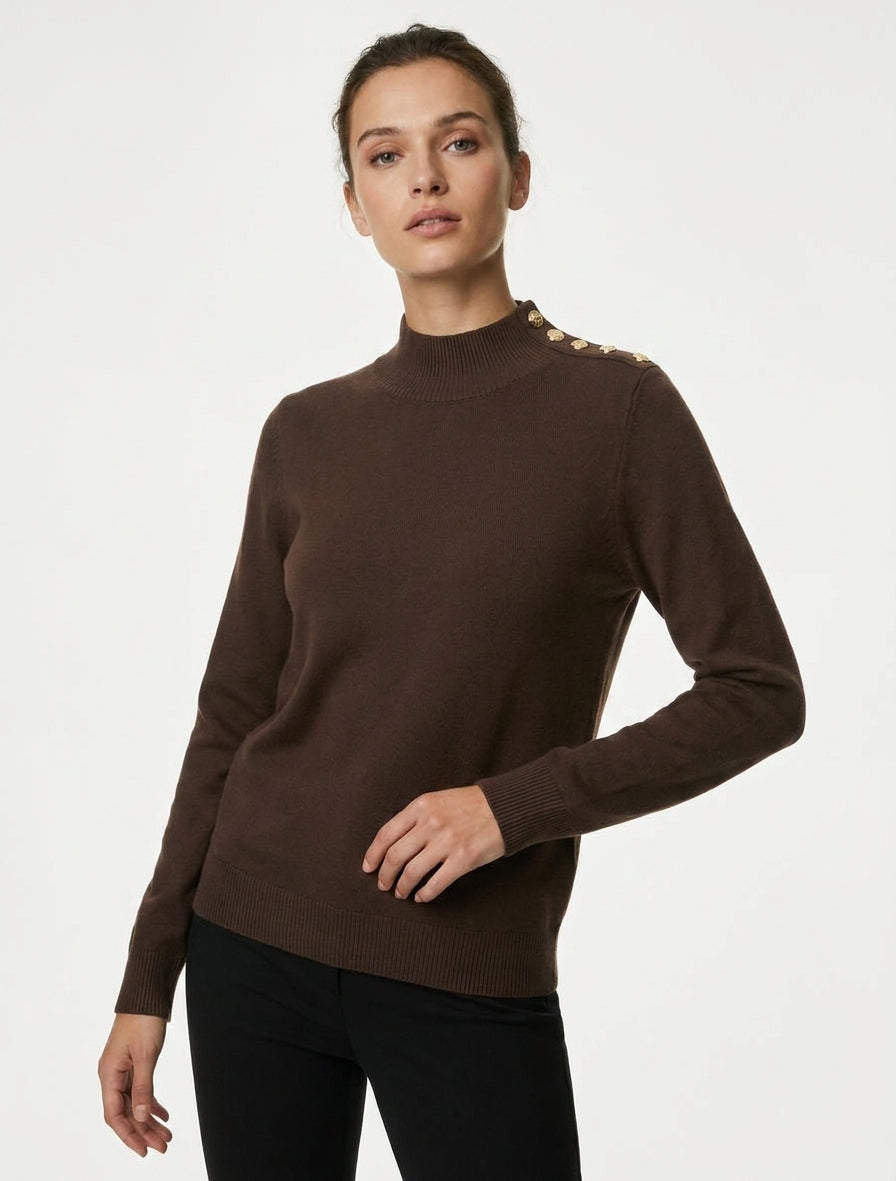 Pull uni à boutons décoratifs à l&