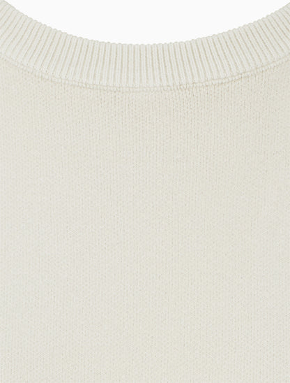 Pull uni à boutons décoratifs aux épaules - Écru - 3