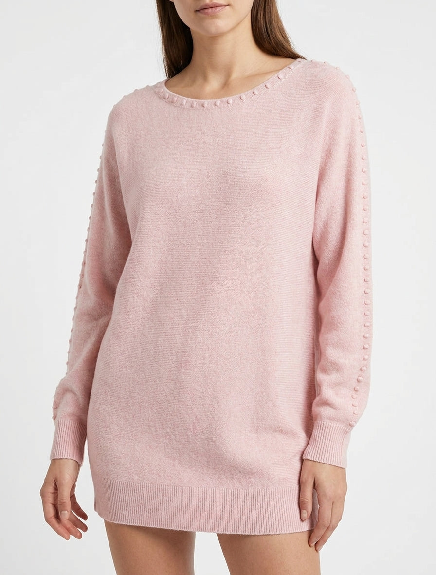 Pull uni à détail texturé - Rose