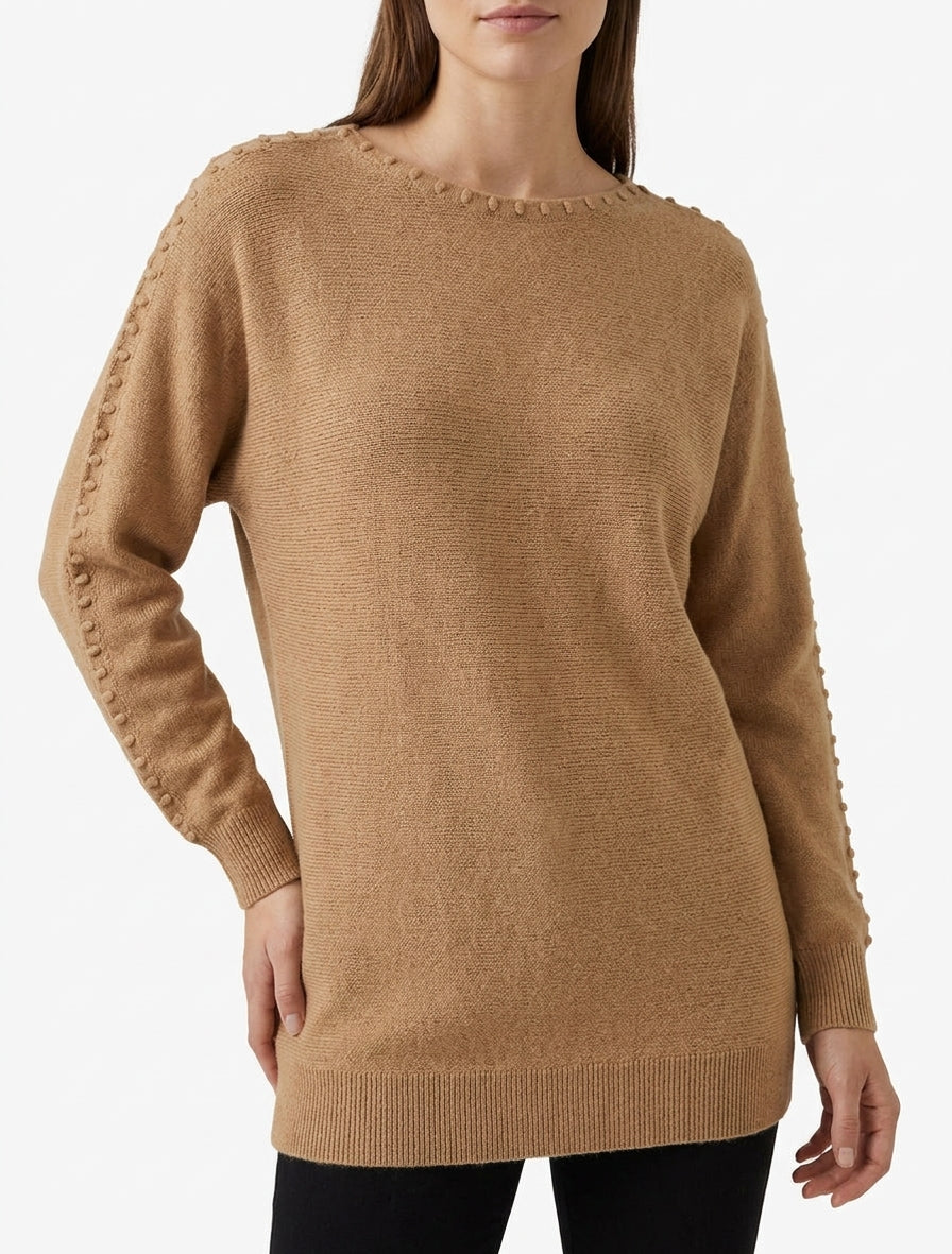 Pull uni à détail texturé - Camel