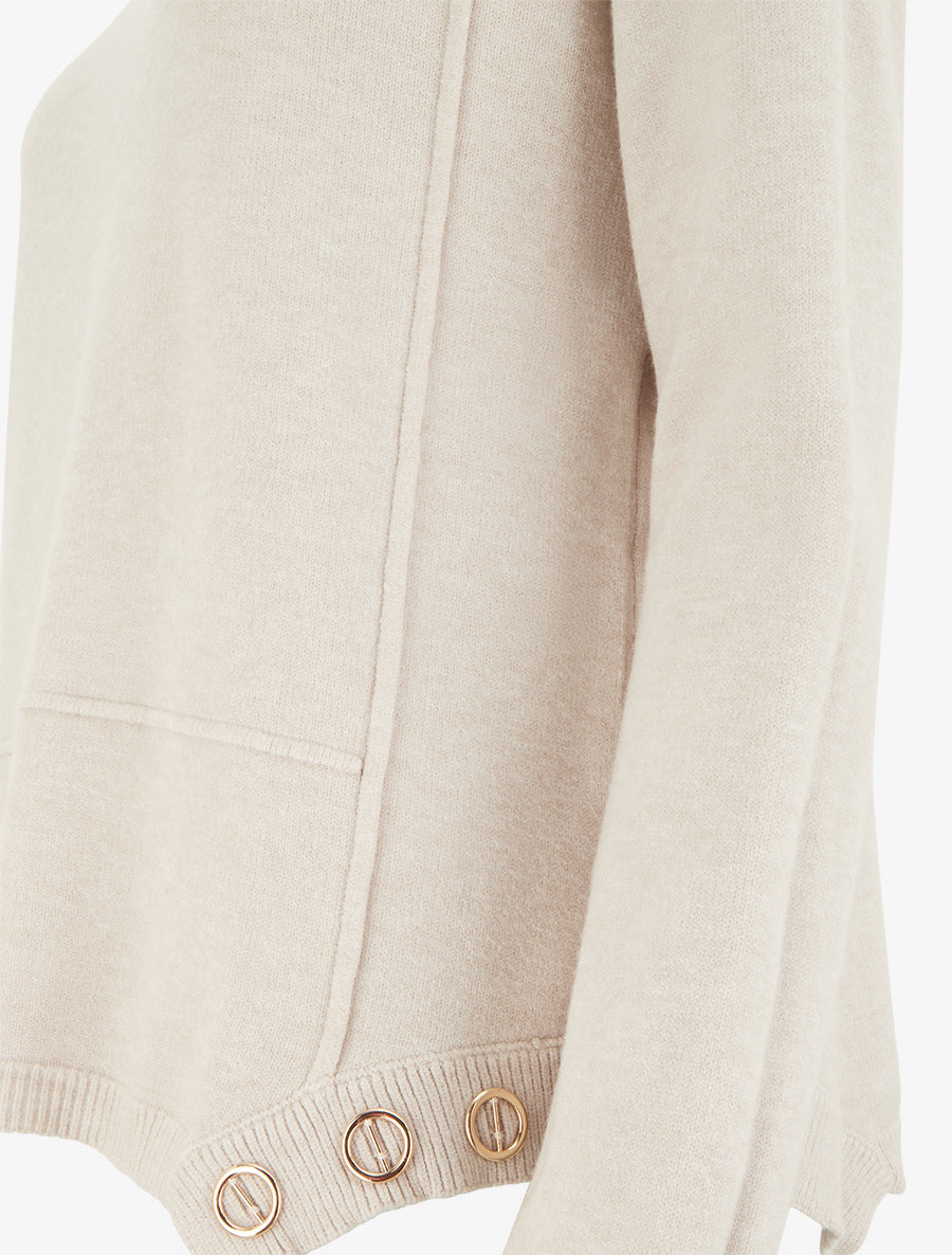 Pull uni à empiècement oeillets - Beige - 3